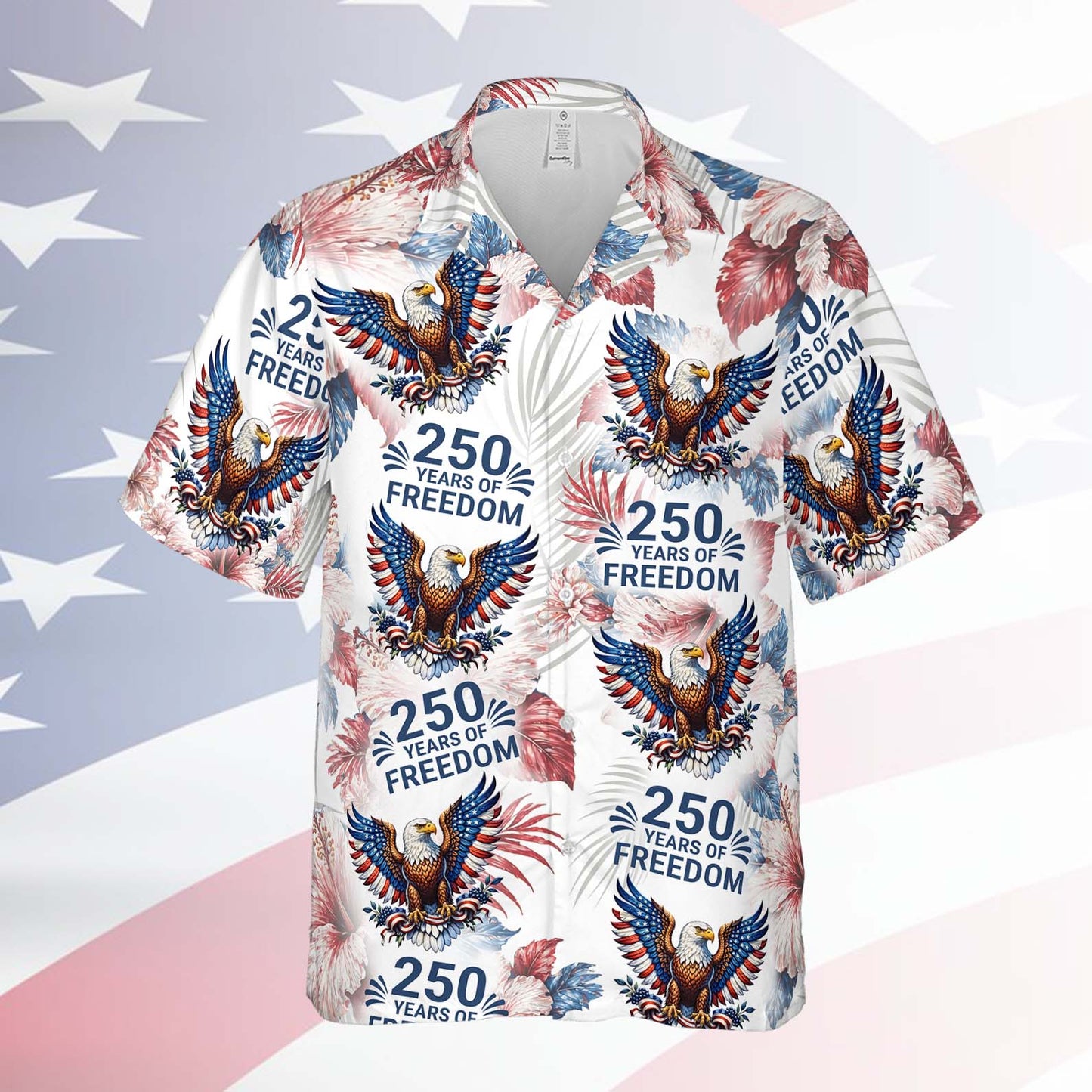 250 Years Of Freedom 1776-2026 Retro American Flag Hawaiian Shirt, Patriotic Eagle USA AOP Hawaii Shirt 684852