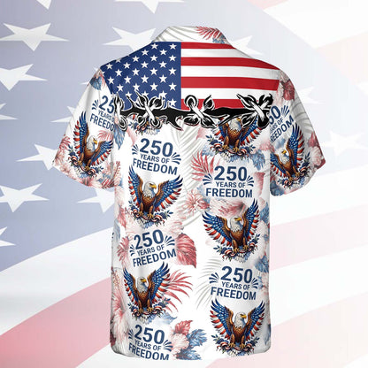 250 Years Of Freedom 1776-2026 Retro American Flag Hawaiian Shirt, Patriotic Eagle USA AOP Hawaii Shirt 684852