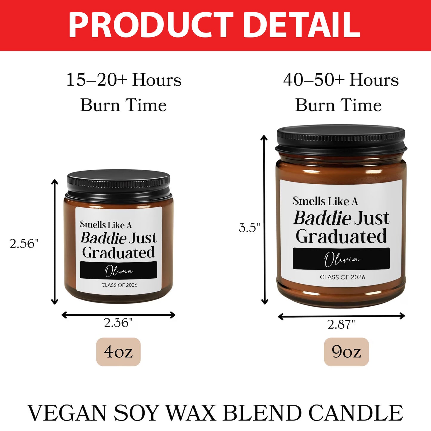 Funny Baddie Graduated Candle, Personalized Scent Candle, Custom Class Of 2026 Graduation Gift 684857