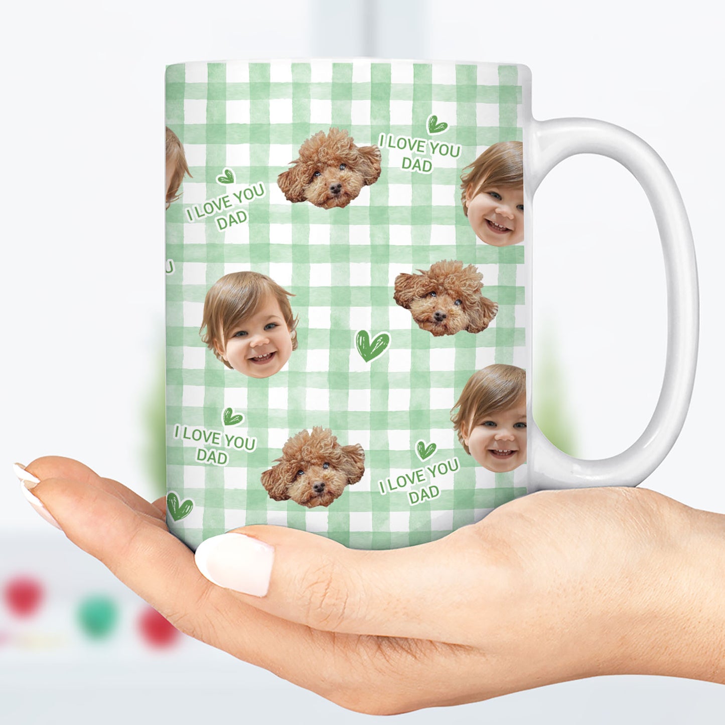 Personalized Photo Mug, Custom Face Coffee Mug, I Love You Dad Mom White Mug Accent Mug 684872