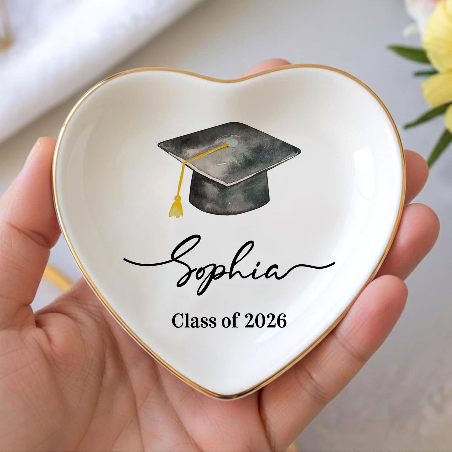 Personalized Graduation Jewelry Dish Class of 2026, Custom Name Ring Dish, Graduation Gift for Her 684877