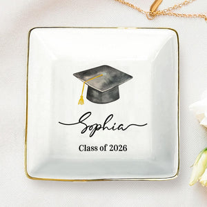 Personalized Graduation Jewelry Dish Class of 2026, Custom Name Ring Dish, Graduation Gift for Her 684877