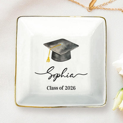 Personalized Graduation Jewelry Dish Class of 2026, Custom Name Ring Dish, Graduation Gift for Her 684877