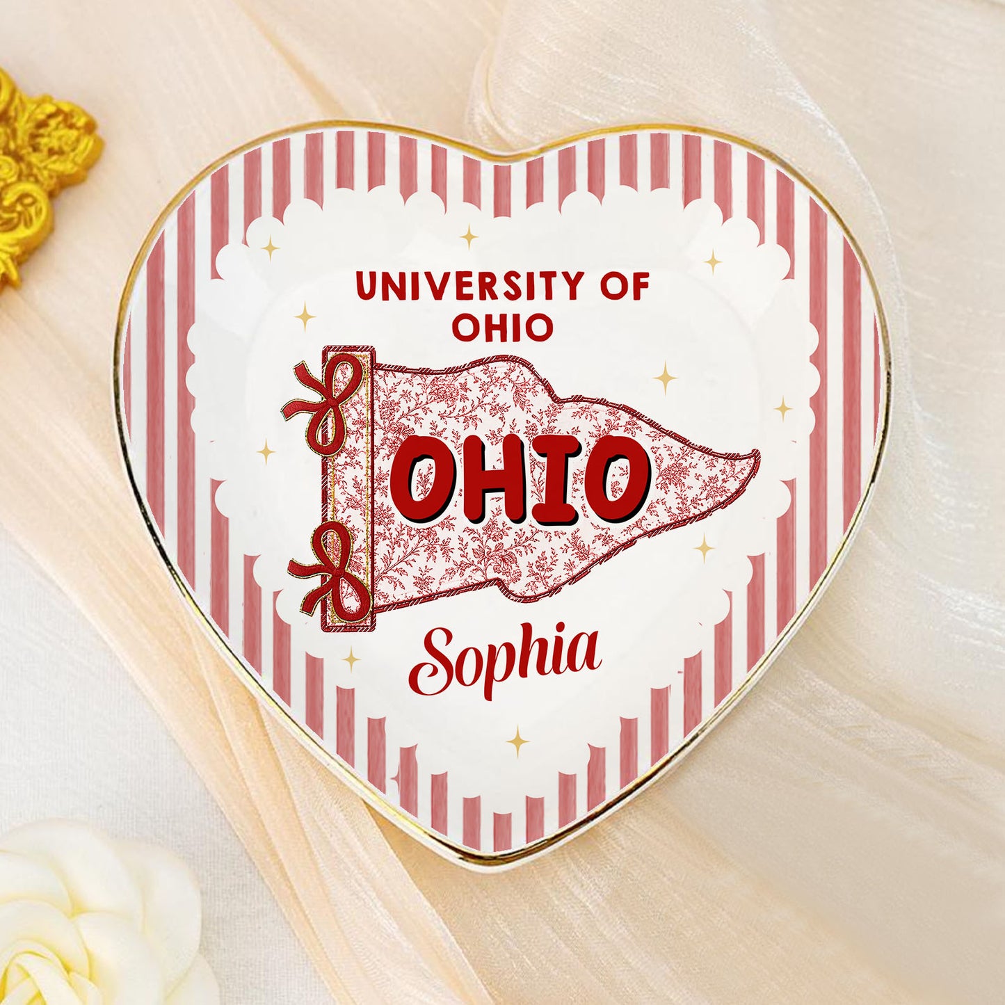 Custom School Pennant Jewelry Dish, Personalized College Graduation Gift, Class of 2026 Trinket Tray 684878