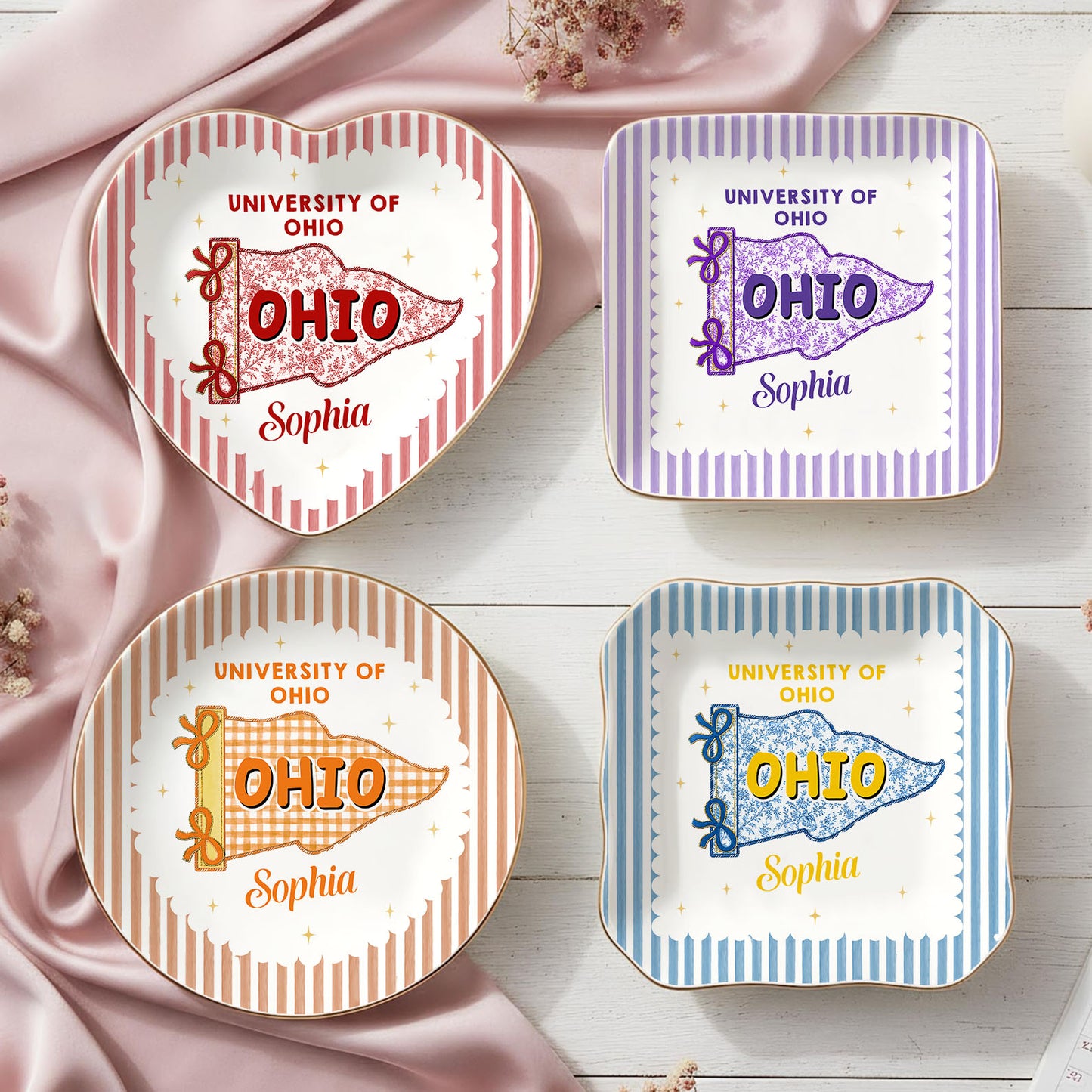 Custom School Pennant Jewelry Dish, Personalized College Graduation Gift, Class of 2026 Trinket Tray 684878