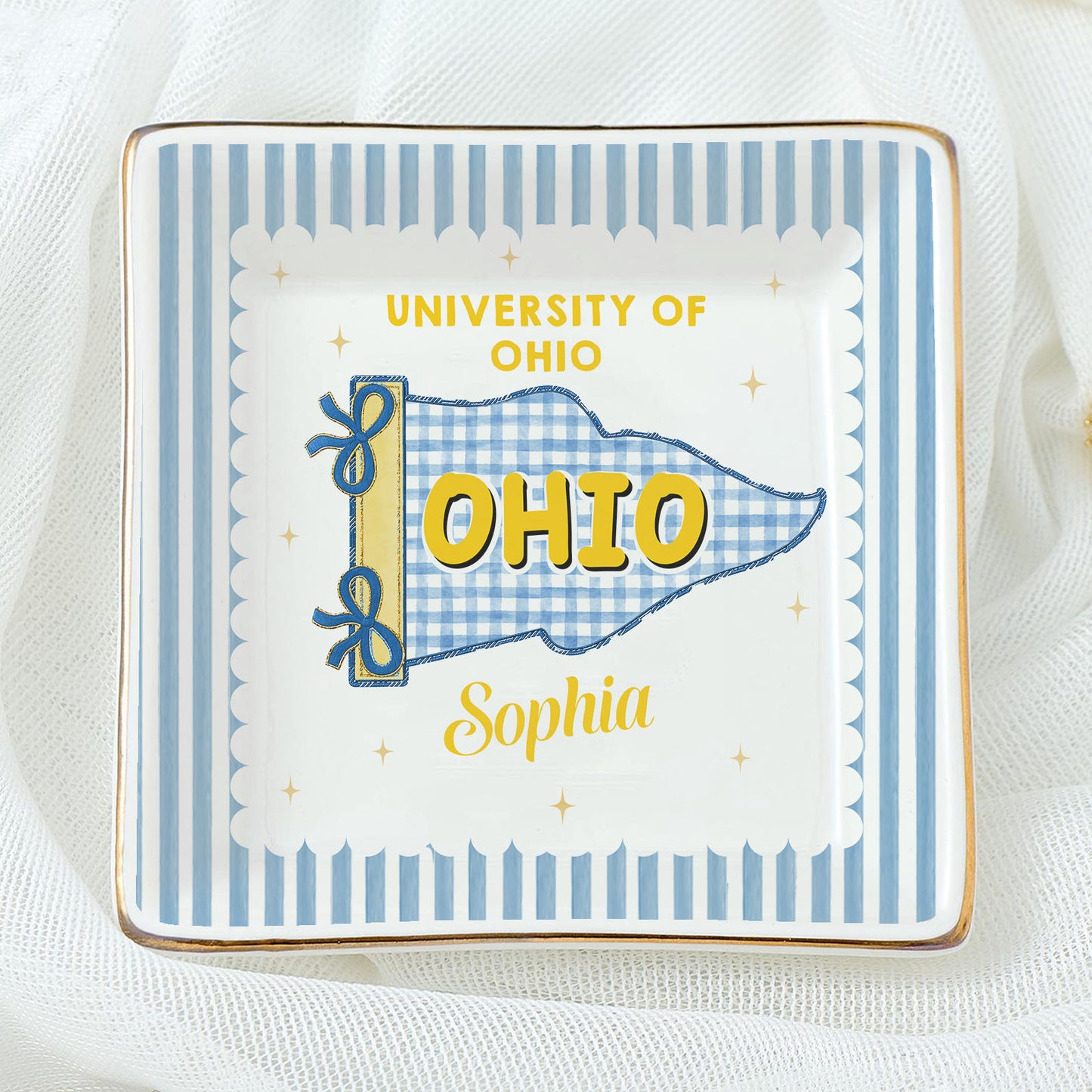 Custom School Pennant Jewelry Dish, Personalized College Graduation Gift, Class of 2026 Trinket Tray 684878