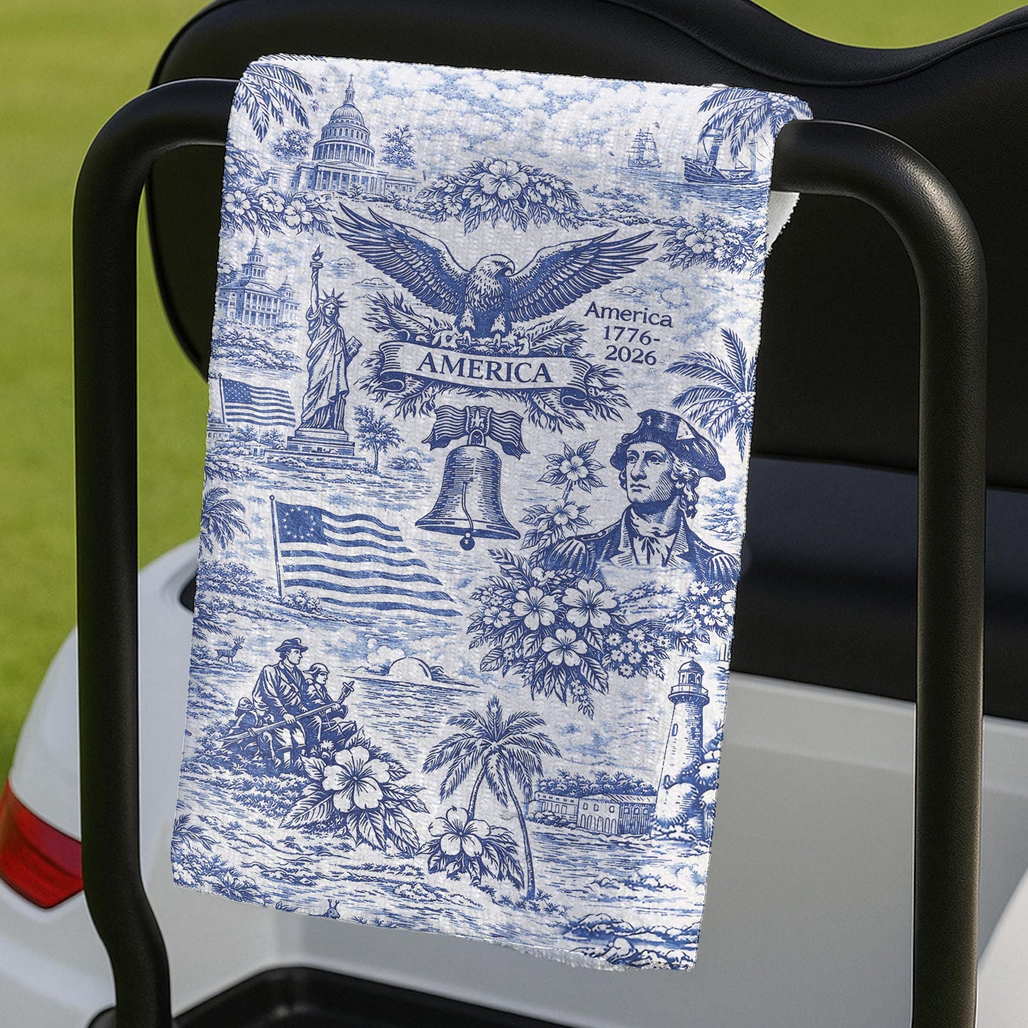 250 Years of America 1776–2026 Golf Towel, Vintage Patriotic USA Golf Towel, 4th of July Golf Gift 684893