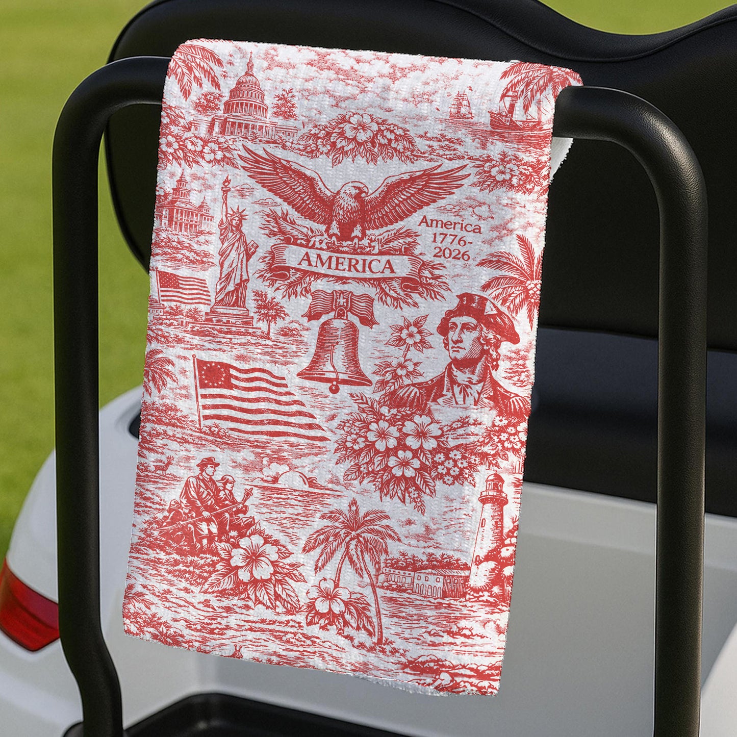 250 Years of America 1776–2026 Golf Towel, Vintage Patriotic USA Golf Towel, 4th of July Golf Gift 684893