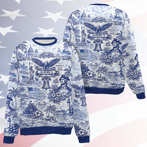 250 Years of America 1776–2026 All-Over Print Sweatshirt, Vintage Patriotic USA Ugly Sweater Gift 684893