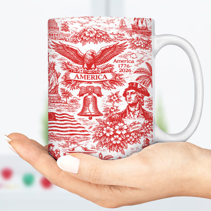 250 Years of America Mug 1776–2026, Vintage Patriotic Coffee Mug, 4th of July White Mug Accent Mug 684893