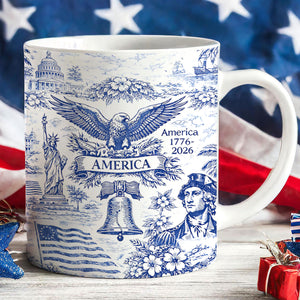 250 Years of America Mug 1776–2026, Vintage Patriotic Coffee Mug, 4th of July White Mug Accent Mug 684893