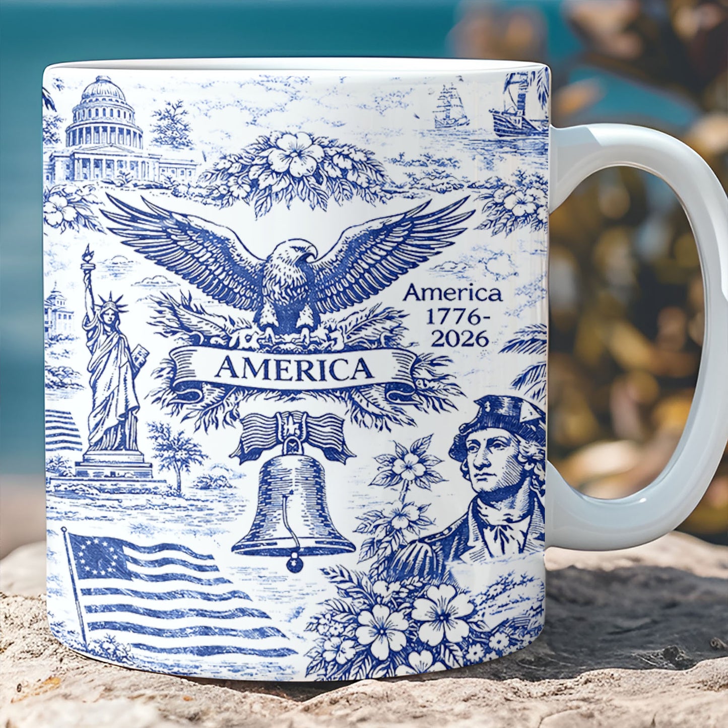 250 Years of America Mug 1776–2026, Vintage Patriotic Coffee Mug, 4th of July White Mug Accent Mug 684893