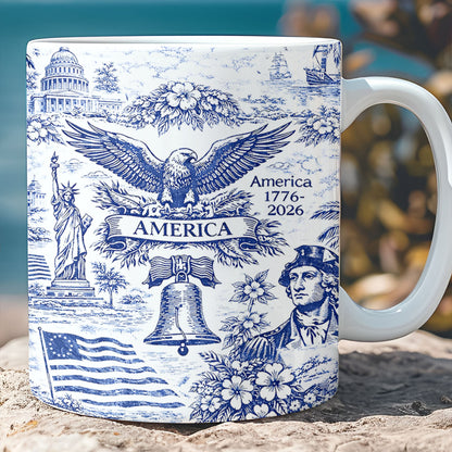 250 Years of America Mug 1776–2026, Vintage Patriotic Coffee Mug, 4th of July White Mug Accent Mug 684893