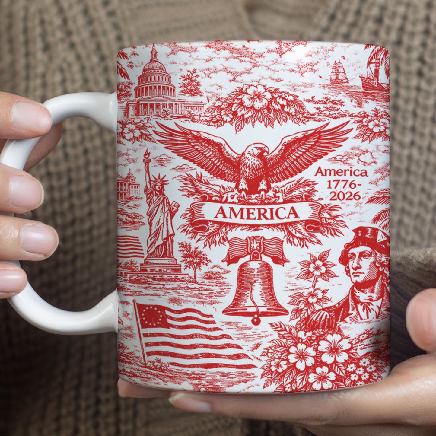 250 Years of America Mug 1776–2026, Vintage Patriotic Coffee Mug, 4th of July White Mug Accent Mug 684893
