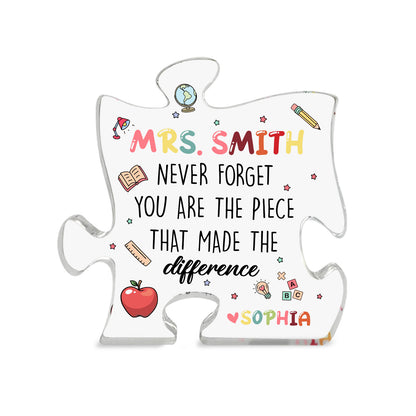 Personalized Teacher Appreciation Puzzle Acrylic Plaque, Custom Name Acrylic Plaque, Thank You Teacher Gift 684900