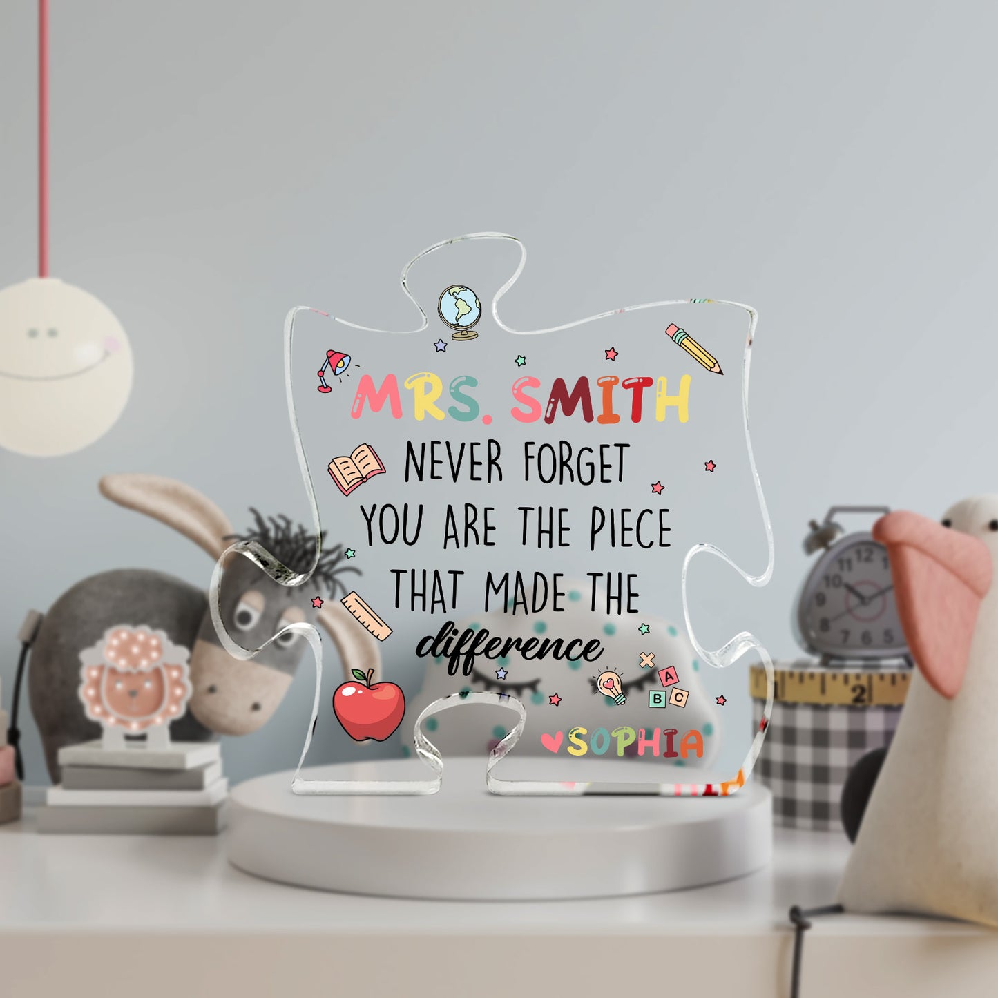 Personalized Teacher Appreciation Puzzle Acrylic Plaque, Custom Name Acrylic Plaque, Thank You Teacher Gift 684900