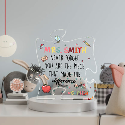Personalized Teacher Appreciation Puzzle Acrylic Plaque, Custom Name Acrylic Plaque, Thank You Teacher Gift 684900