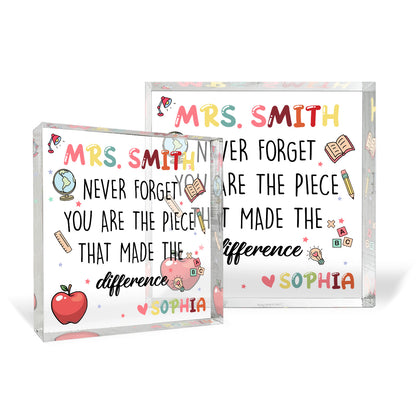 Personalized Teacher Appreciation Puzzle Acrylic Plaque, Custom Name Acrylic Plaque, Thank You Teacher Gift 684900