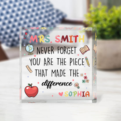 Personalized Teacher Appreciation Puzzle Acrylic Plaque, Custom Name Acrylic Plaque, Thank You Teacher Gift 684900