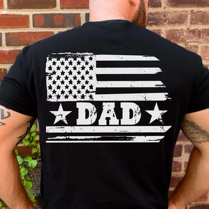 Personalized USA 250 Years Backside Shirt, Custom Name Patriotic Flag Dark Tee, 4th of July T-Shirt 684942