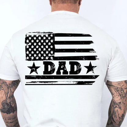 Custom USA 250 Years Backside Shirt, Personalized Name Patriotic Flag Bright Tee, 4th of July T-Shirt 684942