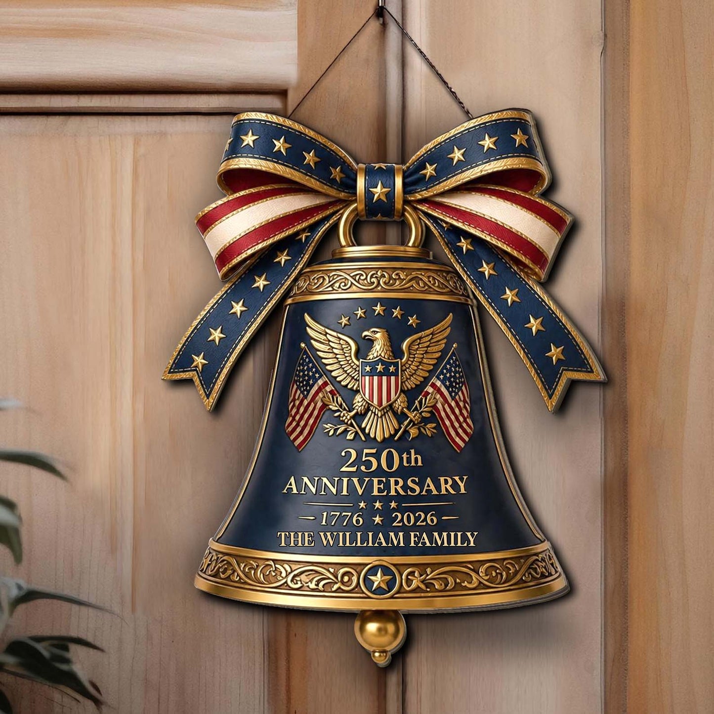 Personalized 250 Years Liberty Bell Wood Sign, Custom Patriotic Door Hanger, 1776–2026 Decor 684967