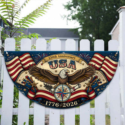 Personalized USA 250th Anniversary Semicircle Fence Flag, Patriotic USA 1776–2026 Semiquincentennial Flag 684969