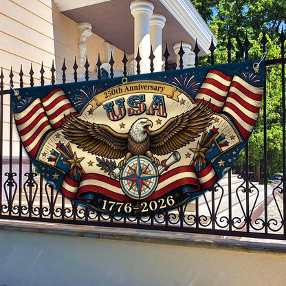 Personalized USA 250th Anniversary Semicircle Fence Flag, Patriotic USA 1776–2026 Semiquincentennial Flag 684969