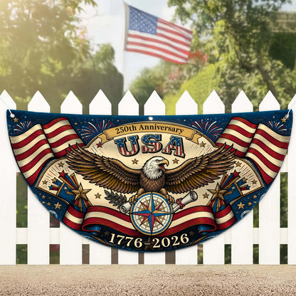 Personalized USA 250th Anniversary Semicircle Fence Flag, Patriotic USA 1776–2026 Semiquincentennial Flag 684969