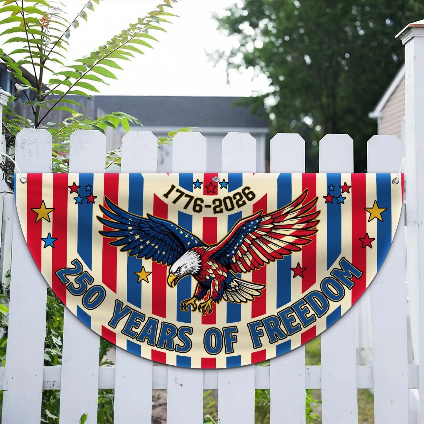 Personalized 250 Years Of Freedom Semicircle Flag, Patriotic USA 1776–2026 Anniversary Flag 684970