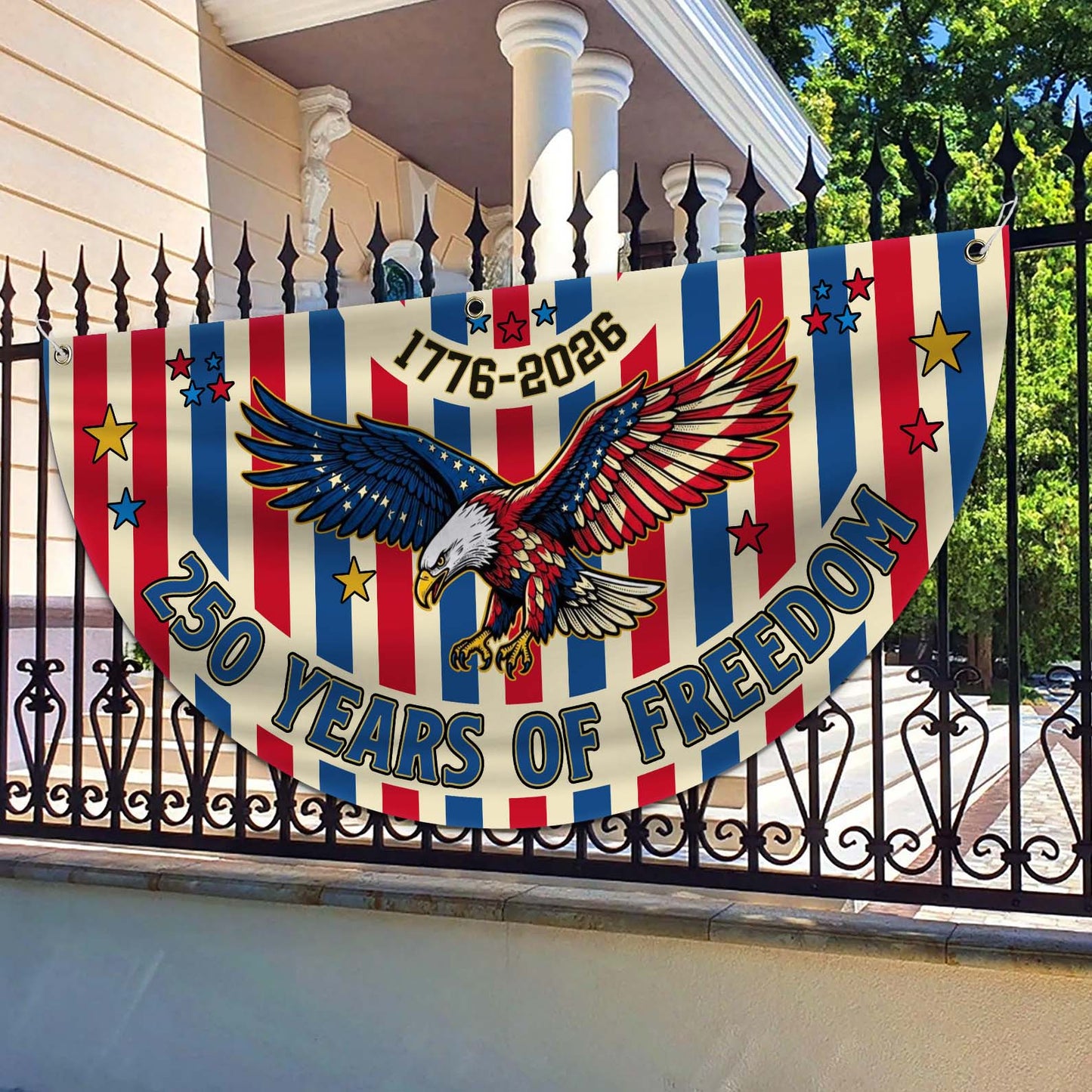 Personalized 250 Years Of Freedom Semicircle Flag, Patriotic USA 1776–2026 Anniversary Flag 684970
