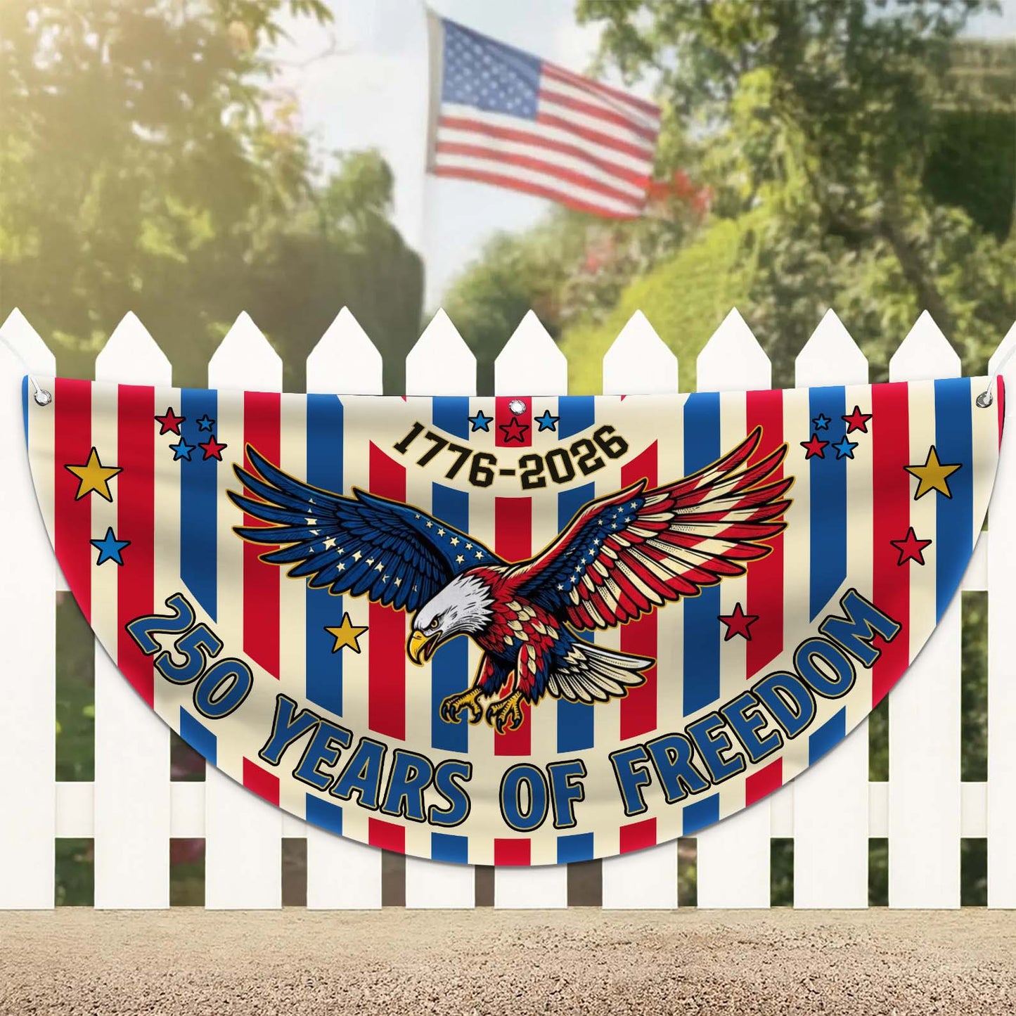 Personalized 250 Years Of Freedom Semicircle Flag, Patriotic USA 1776–2026 Anniversary Flag 684970