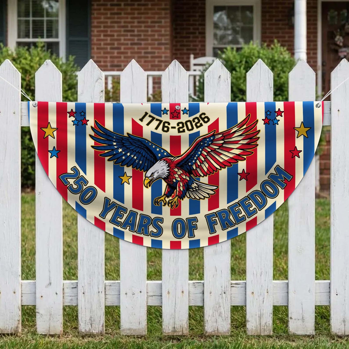 Personalized 250 Years Of Freedom Semicircle Flag, Patriotic USA 1776–2026 Anniversary Flag 684970