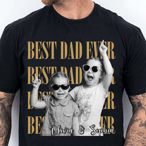 Custom Dad Vintage Photo Shirt, Personalized Dark Shirt, Custom Photo Fathers Day Shirt With Kids Photo 685009