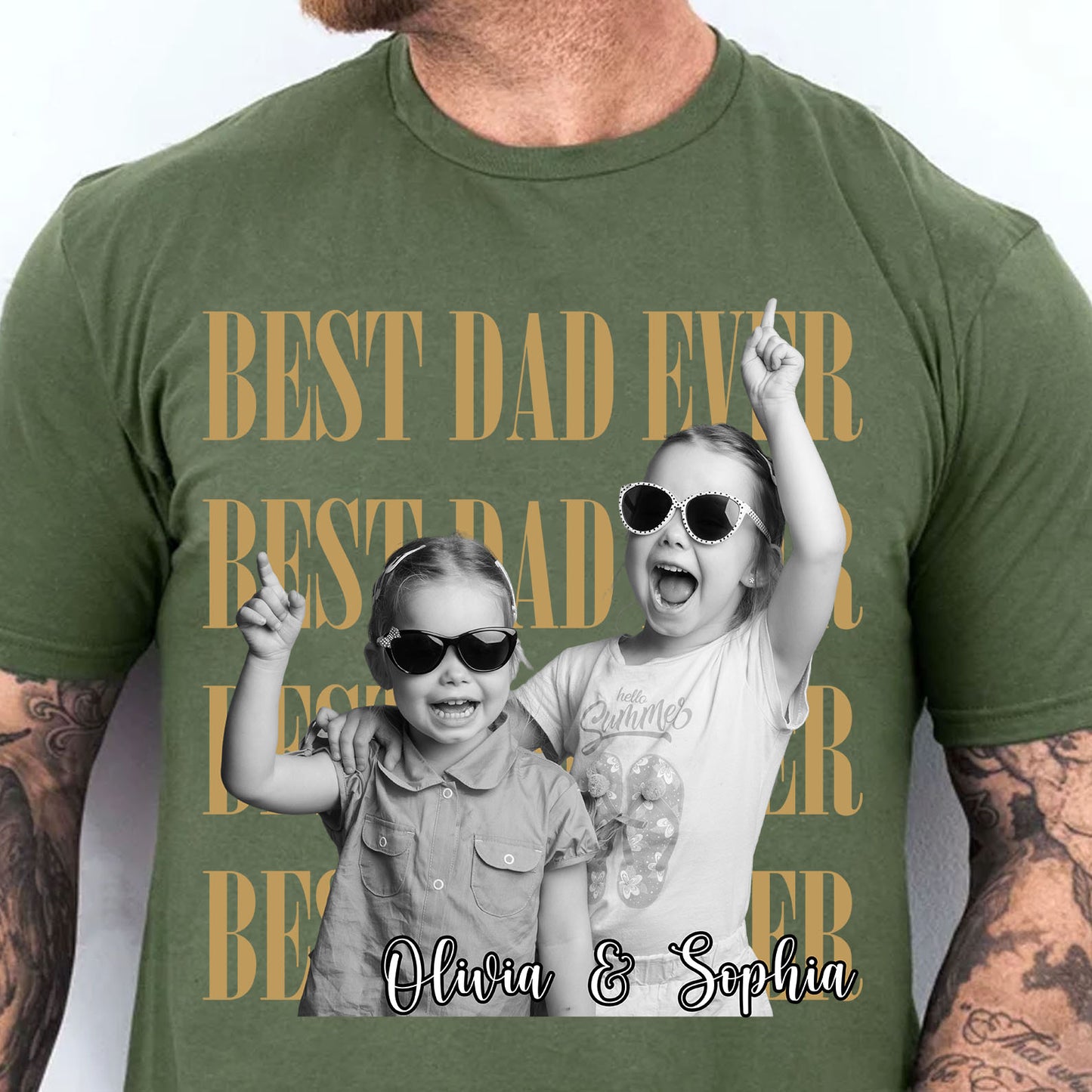 Custom Dad Vintage Photo Shirt, Personalized Dark Shirt, Custom Photo Fathers Day Shirt With Kids Photo 685009
