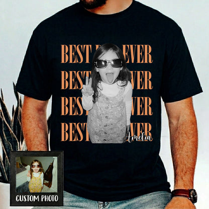 Custom Dad Vintage Photo Shirt, Personalized Dark Shirt, Custom Photo Fathers Day Shirt With Kids Photo 685009