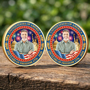 Custom Photo 250 Years Commemorative Coin, Personalized Patriotic USA Challenge Coin 685013