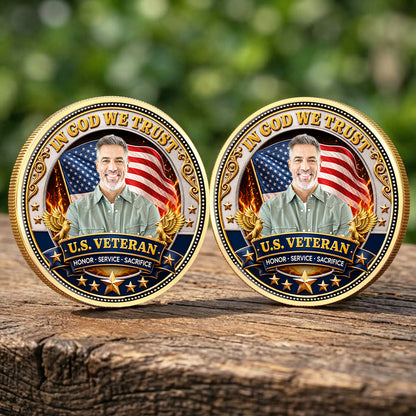 Custom Photo Veteran 250 Years Commemorative Coin, Personalized Patriotic USA Challenge Coin Gift 685018