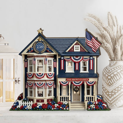 Custom Name 250th Anniversary Wooden Block | Personalized Wooden House Decor | Patriotic 4th Of July Decoration 685033