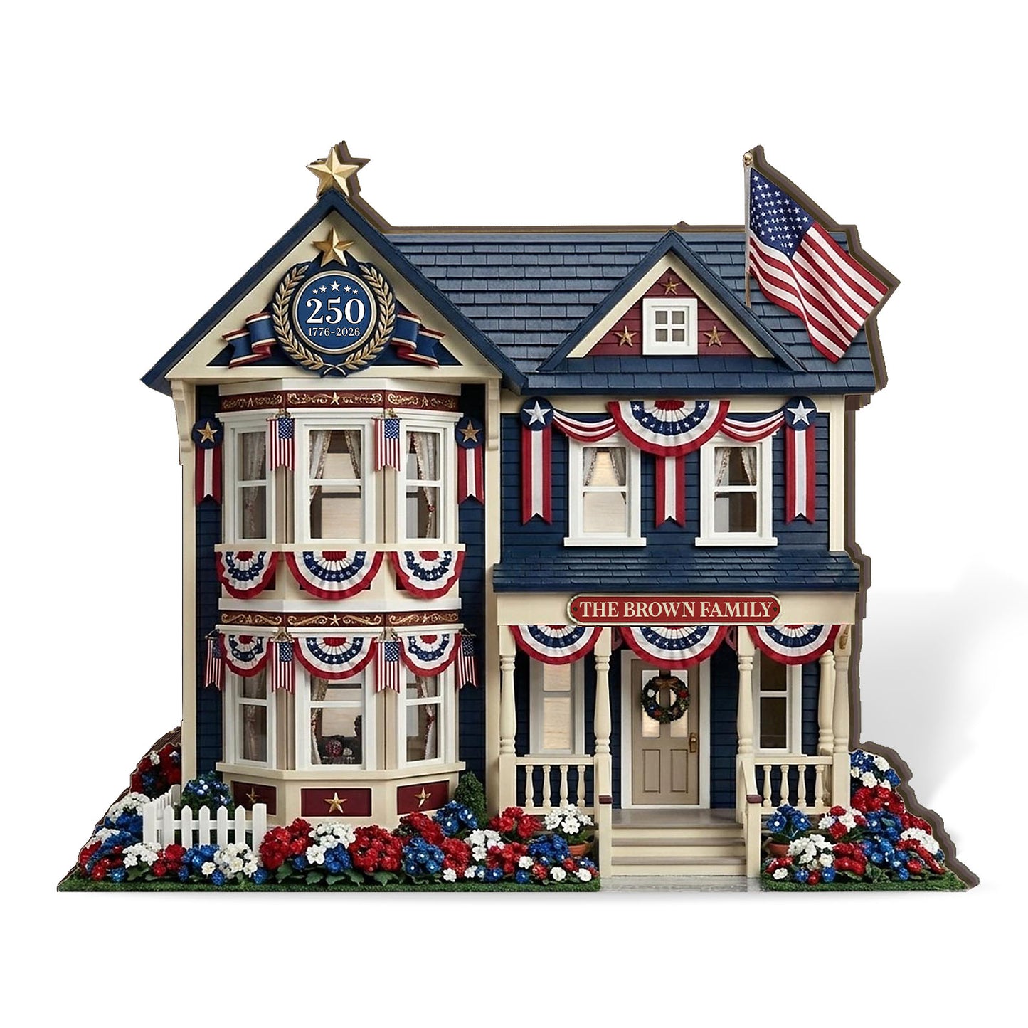 Custom Name 250th Anniversary Wooden Block | Personalized Wooden House Decor | Patriotic 4th Of July Decoration 685033