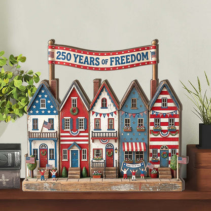 250 Years Of Freedom Wooden Block | Personalized Wood Block | Patriotic 4th Of July Decoration 685034
