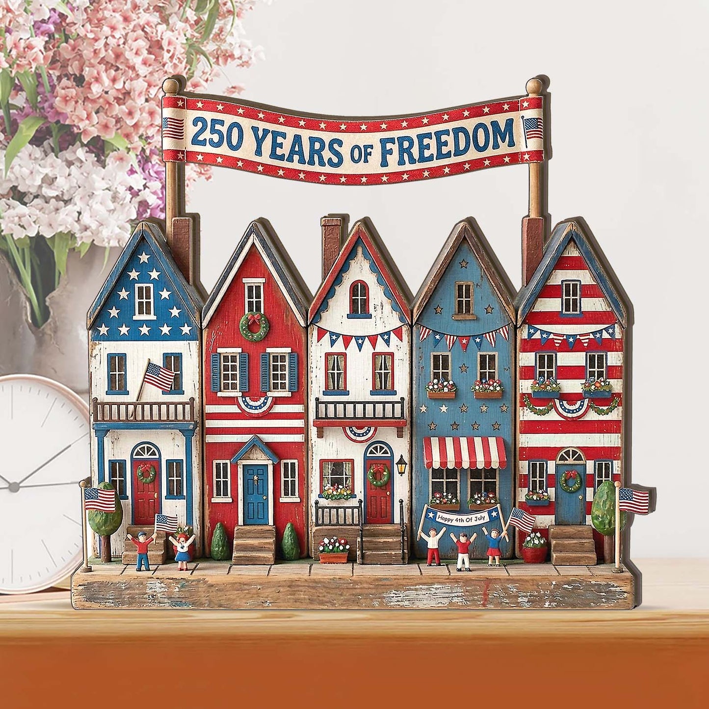 250 Years Of Freedom Wooden Block | Personalized Wood Block | Patriotic 4th Of July Decoration 685034