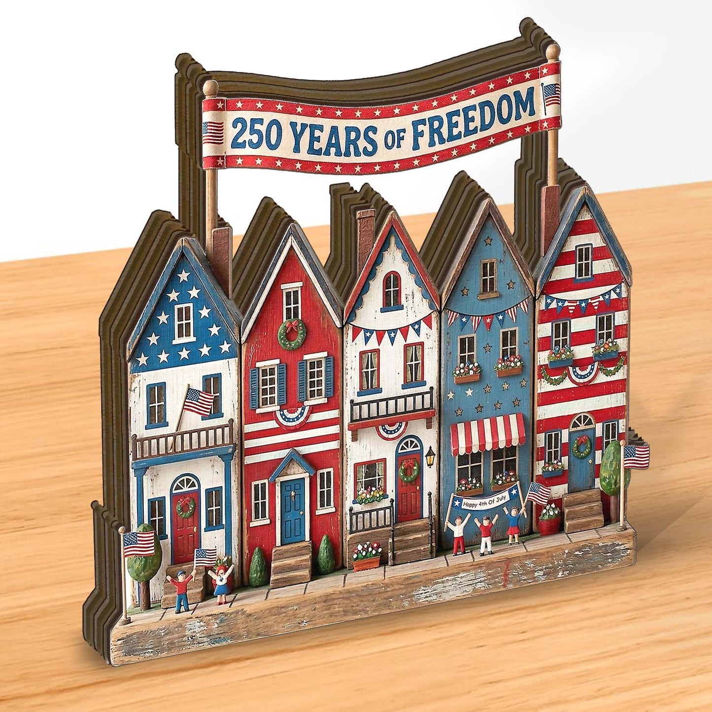 250 Years Of Freedom Wooden Block | Personalized Wood Block | Patriotic 4th Of July Decoration 685034