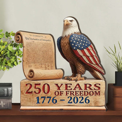 America 250 Years Of Freedom Eagle Wooden Block | Personalized Wooden Decor | Patriotic 4th Of July Wood Display 685052