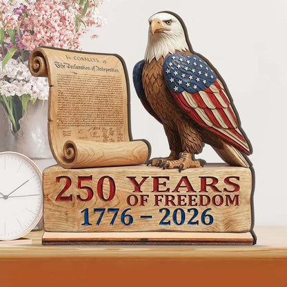 America 250 Years Of Freedom Eagle Wooden Block | Personalized Wooden Decor | Patriotic 4th Of July Wood Display 685052