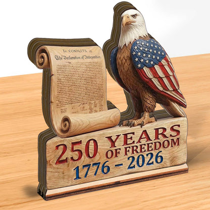 America 250 Years Of Freedom Eagle Wooden Block | Personalized Wooden Decor | Patriotic 4th Of July Wood Display 685052