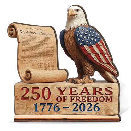 America 250 Years Of Freedom Eagle Wooden Block | Personalized Wooden Decor | Patriotic 4th Of July Wood Display 685052