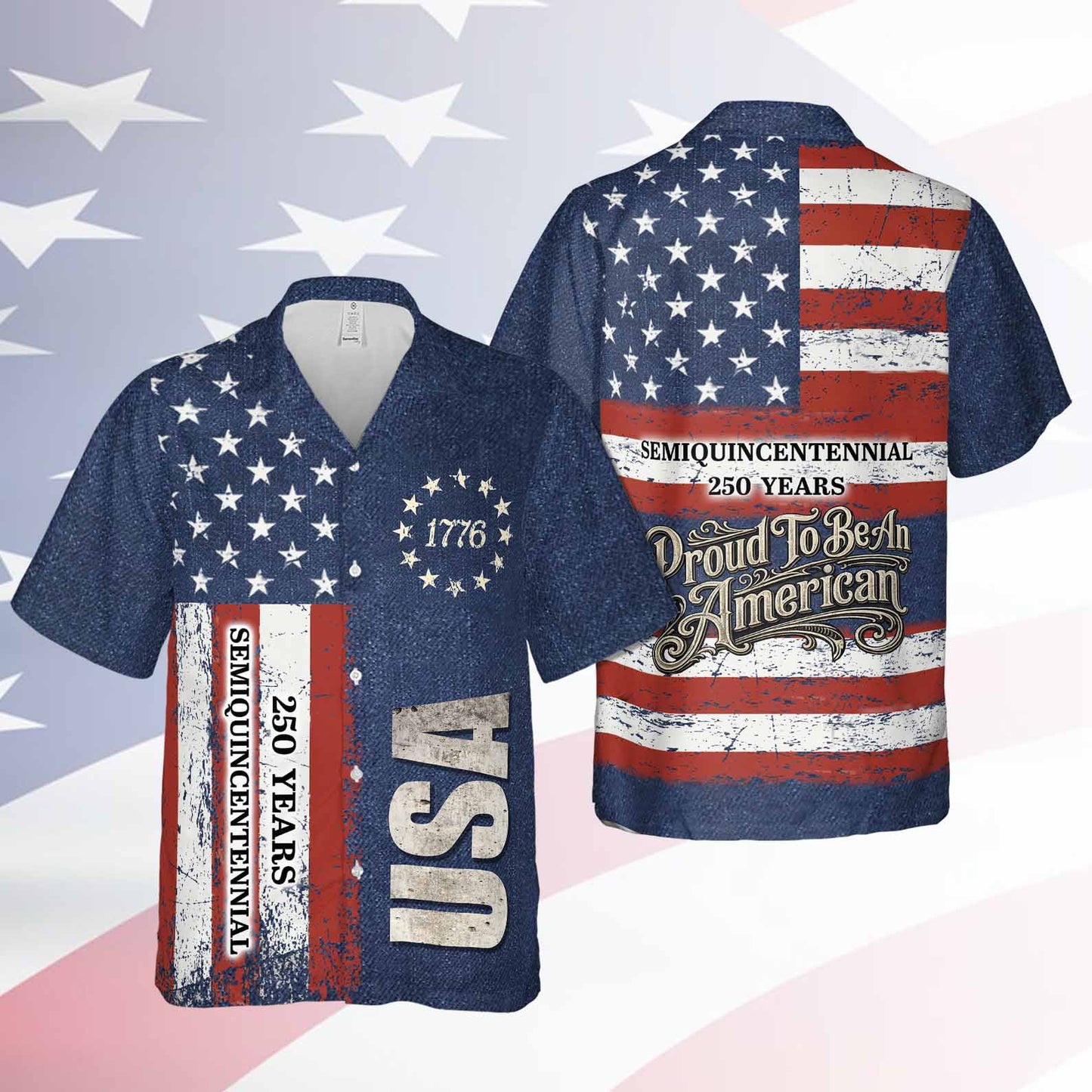 Vintage Patriotic 250 Years USA Hawaiian Shirt, Proud To Be An American 1776–2026 AOP Hawaii Shirt 685065