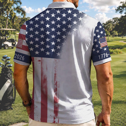 250 Years of American Patriotic Golf Polo Shirt, USA Flag 250th Anniversary AOP Polo Shirt 685113