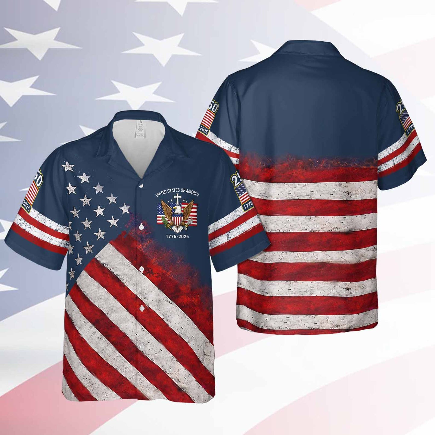 USA 250th Anniversary Hawaiian Shirt, Patriotic USA Flag AOP Hawaii Shirt 685114